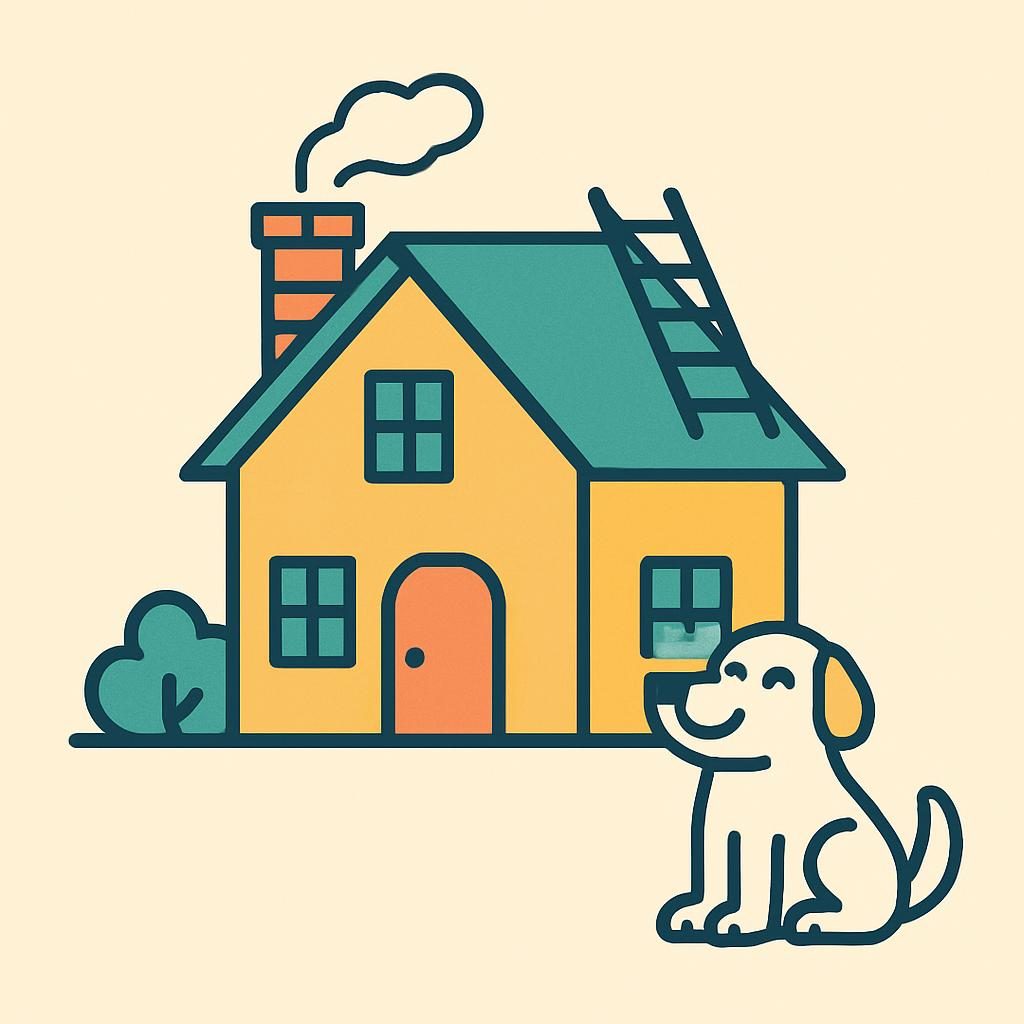 Drawing of a house with a chimney